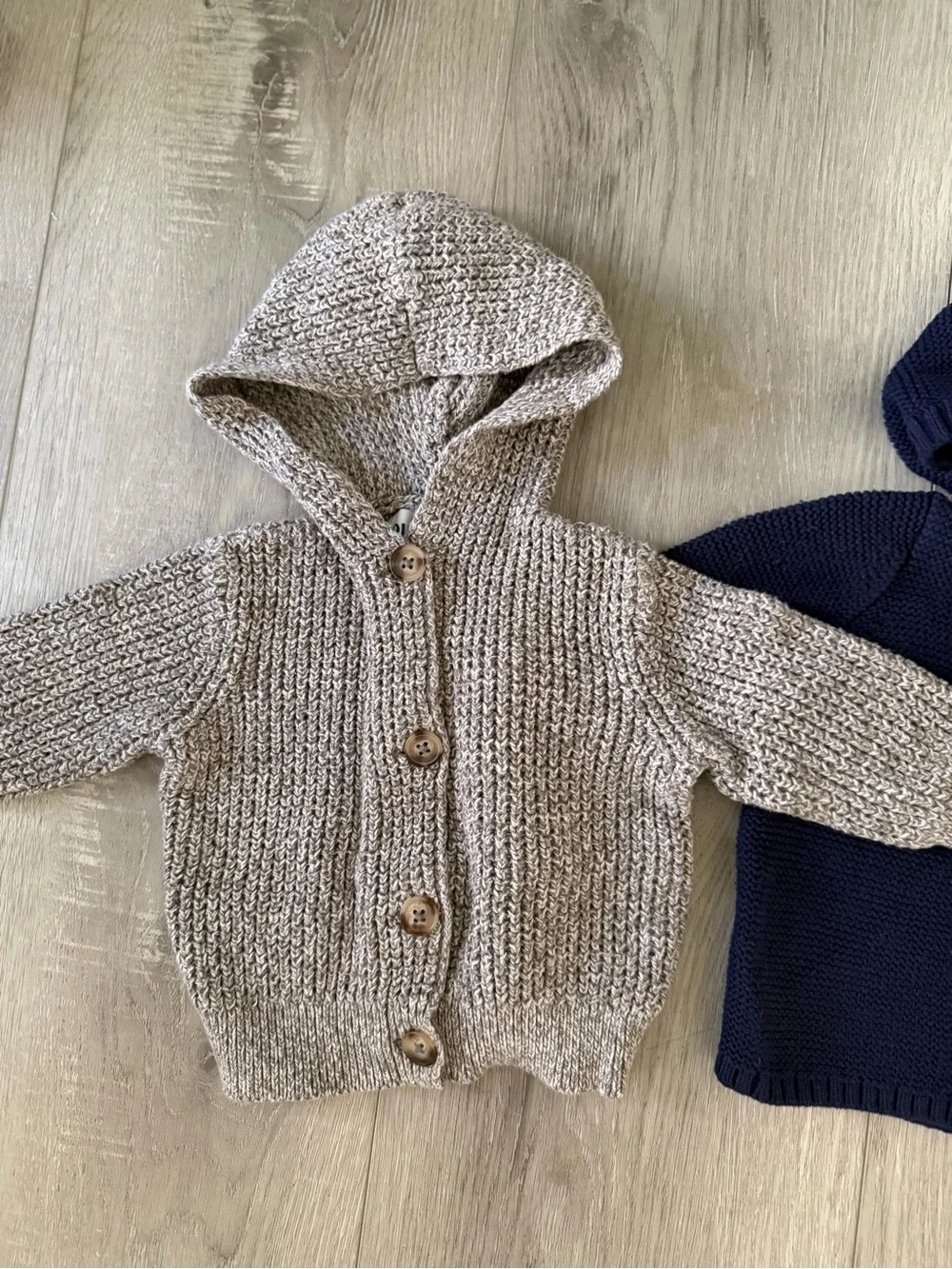 Old Navy Hooded Button Cardigans - Navy & Light Gray